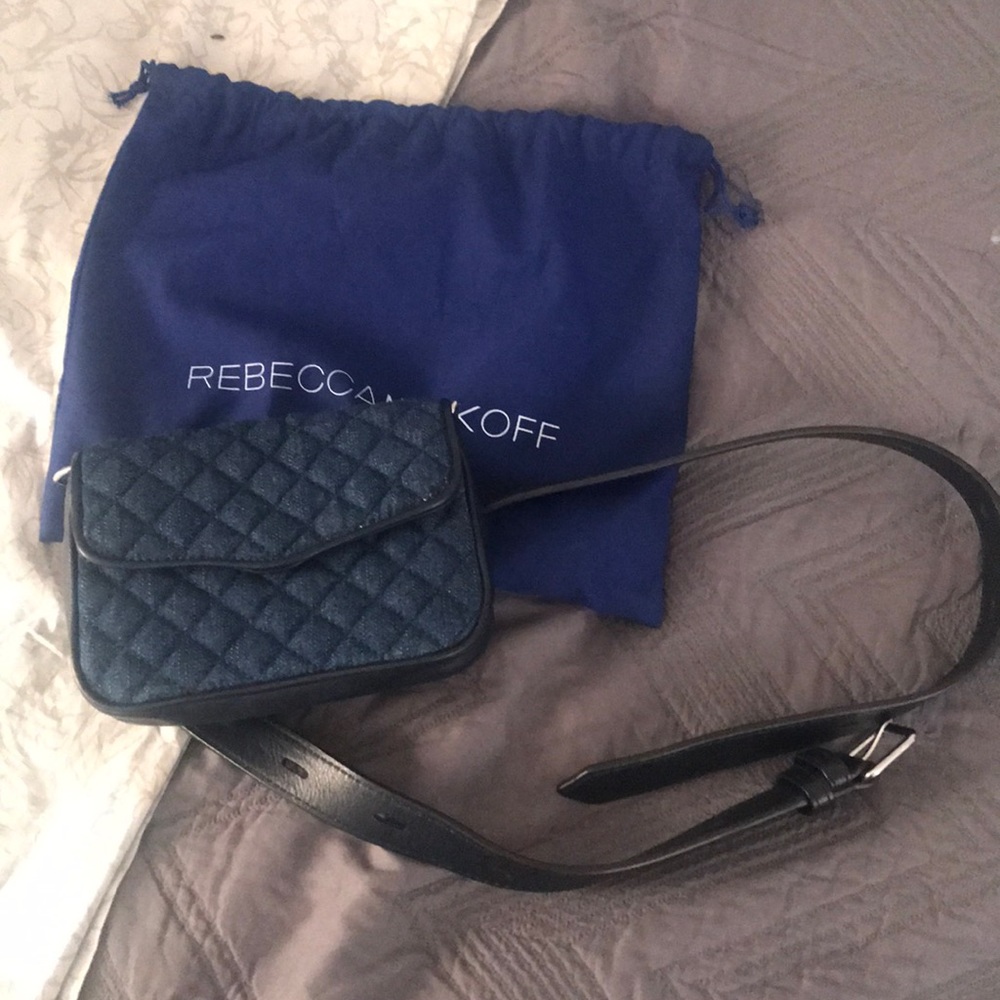 Rebecca Minkoff quilted denim and leather belt bag